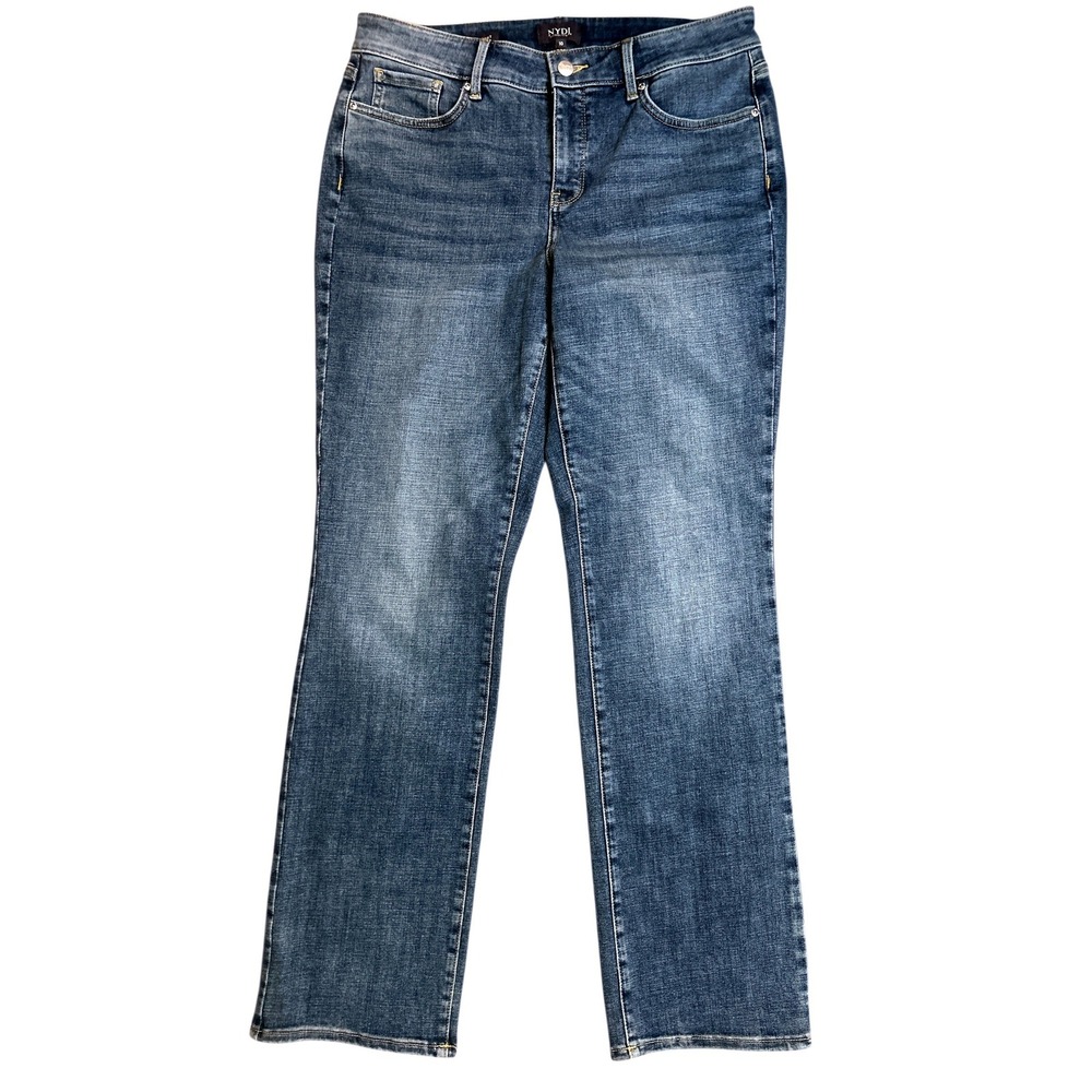 NYDJ Marilyn Straight Leg Jeans Seline Wash Blue Denim MGTBMS2299 Size 10